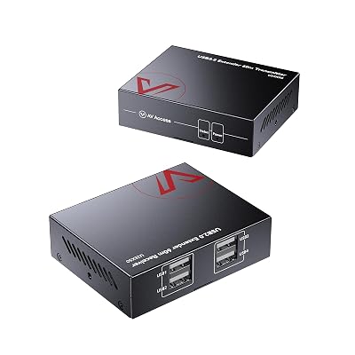 AV Access USB Over Ethernet Extender Kit, USB 2.0 480Mbps, 4-Port Hub, USB Over CAT5e/CAT6/CAT7 Up to 60m/196ft for Webcam, KVM, Printer, PC, Plug & Play, No Driver, Compatible with Mac Windows Linux