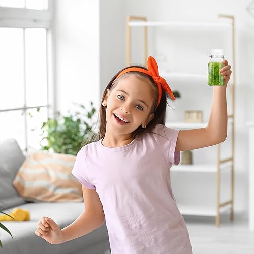 Miniatura 6 de Tanlade 24 botellas pequeñas de jengibre con tapas, recipientes de plástico con tapas, tarros reutilizables transparentes con escala para líquidos,