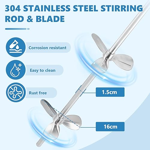 Miniatura 7 de MXBAOHENG Mezclador neumático de pintura de 50 galones, mezclador de aire de barril de acero inoxidable, agitador de aire de pintura de 200 L,