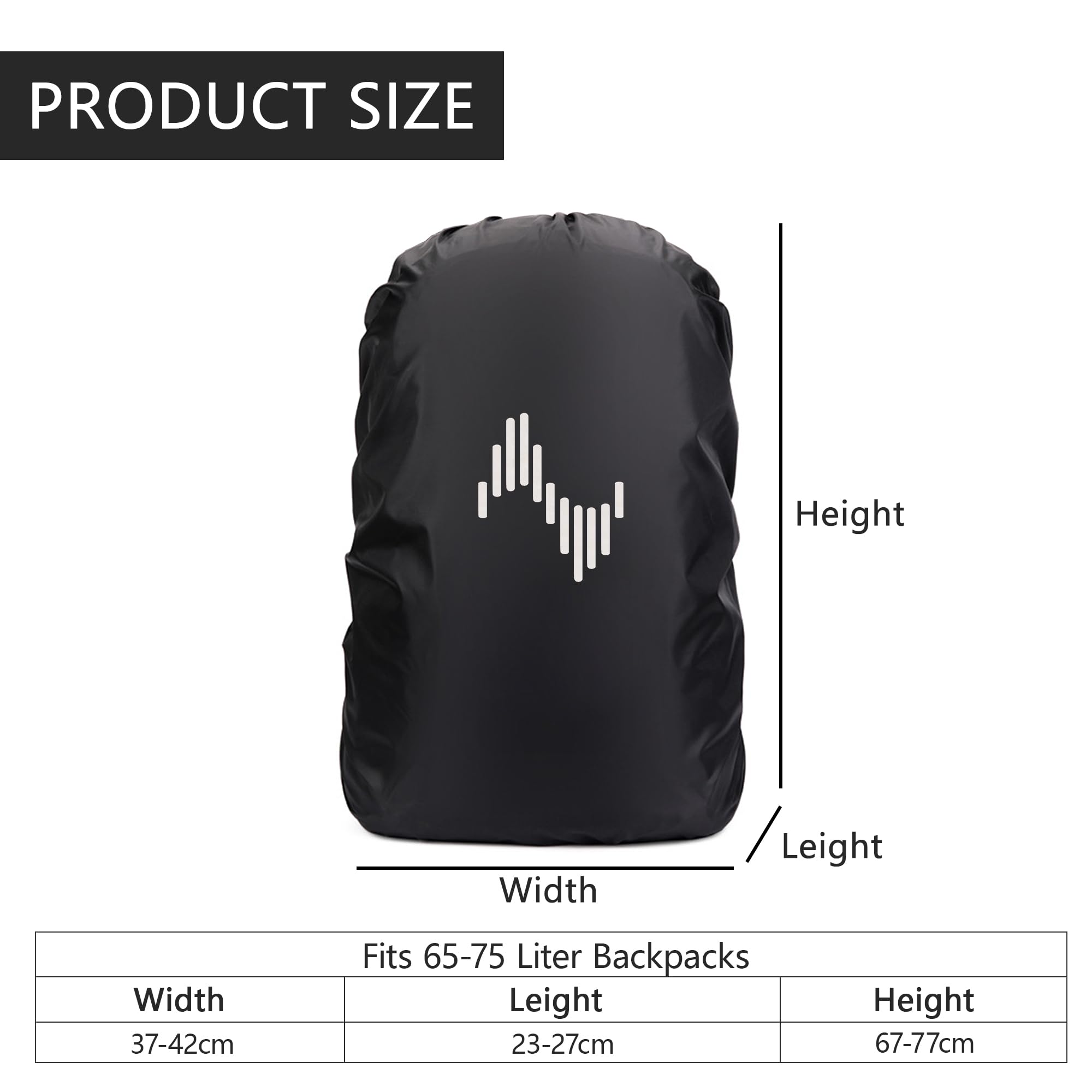 Musiin Backpack Waterproof Rain Cover, 70L Reflective Backpack Cover with Storage Pouch - Image 2