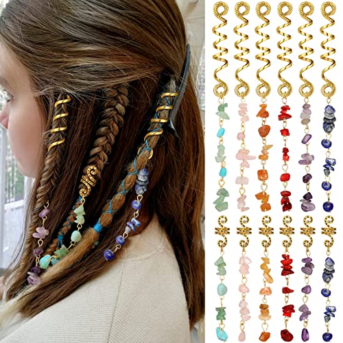 Accessoires de pirate pour femmes avec pendentifs en pierre pour dreadlocks