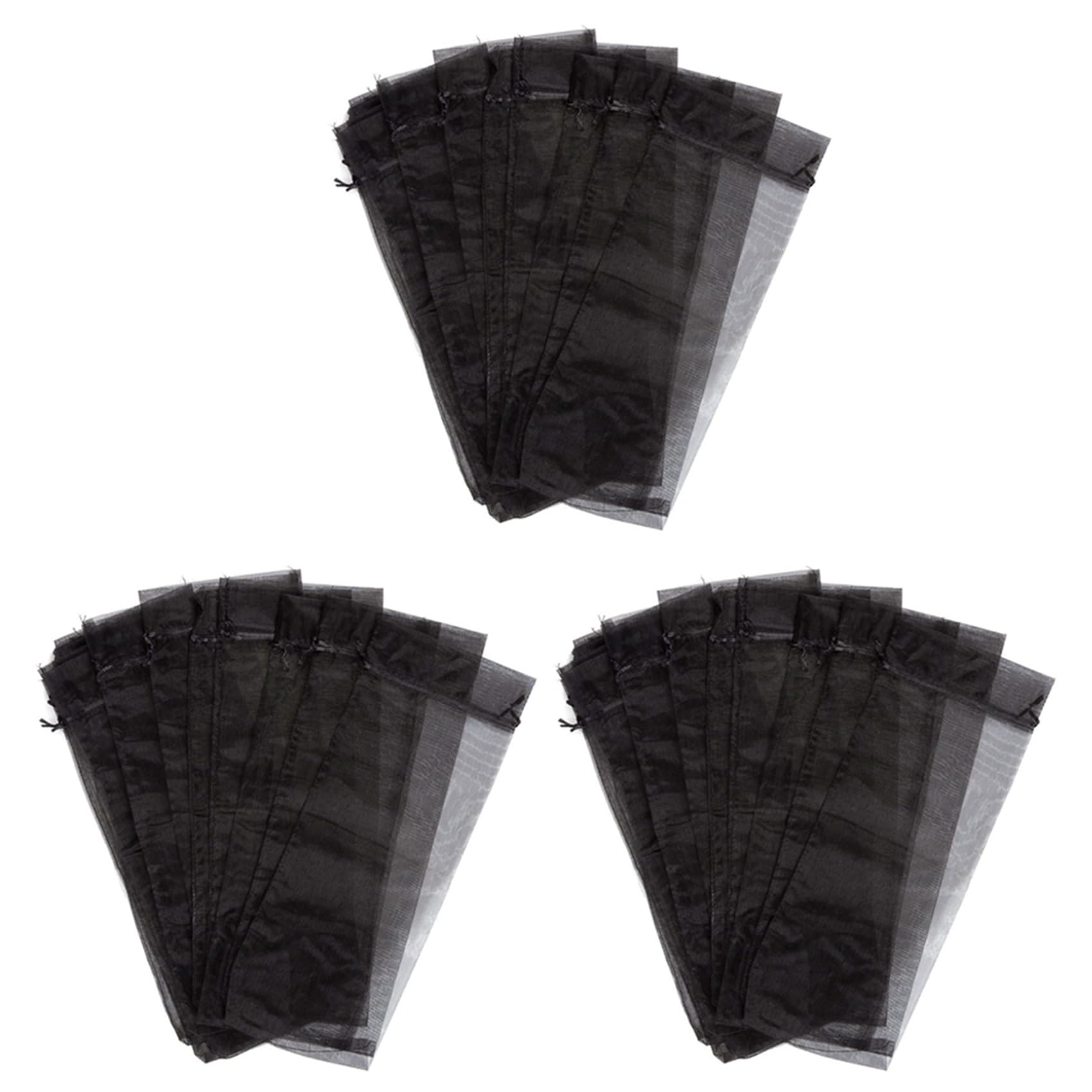 GREOHNMPAW 90Pcs Black Organza Wine Bottle Bags, Sheer Mesh Bottle Gift Pouches Wine Covers Dresses with Drawstring for Halloween