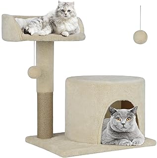 NEWHEY Cat Tree,Multi-Level Cat Tower with Cat Scratching Posts, Kitty Activity Center Kitten Play House,Cat Tower Furniture for Kitty Beige