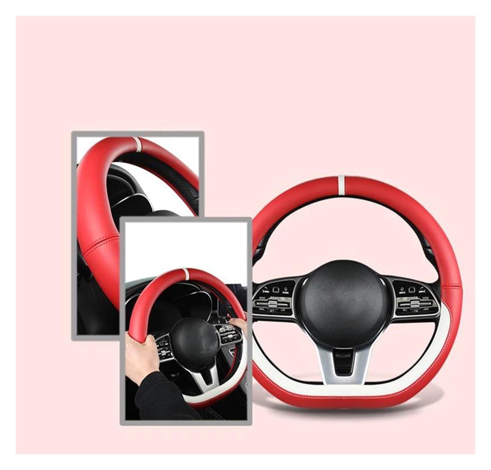 Lenkradabdeckung Mikrofaser Leder Sport Auto Lenkrad Abdeckung Für Toyota Für CHR Für C-HR Zubehör Lenkrad Bezug Auto(Weiss)