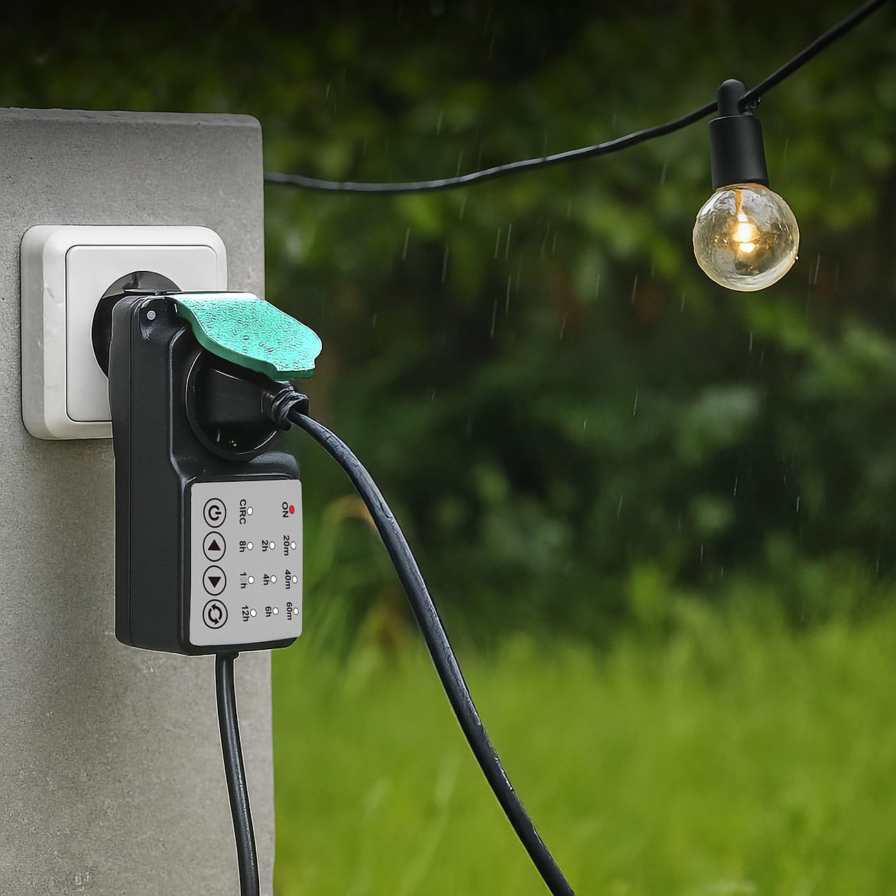 revolt Kurzzeit-Timer-Steckdose: 2er-Set Outdoor-Steckdose mit Countdown-Timer, IP44, 3.680 Watt (Ausschalt Steckdosen, Zeitschaltuhr Countdown)