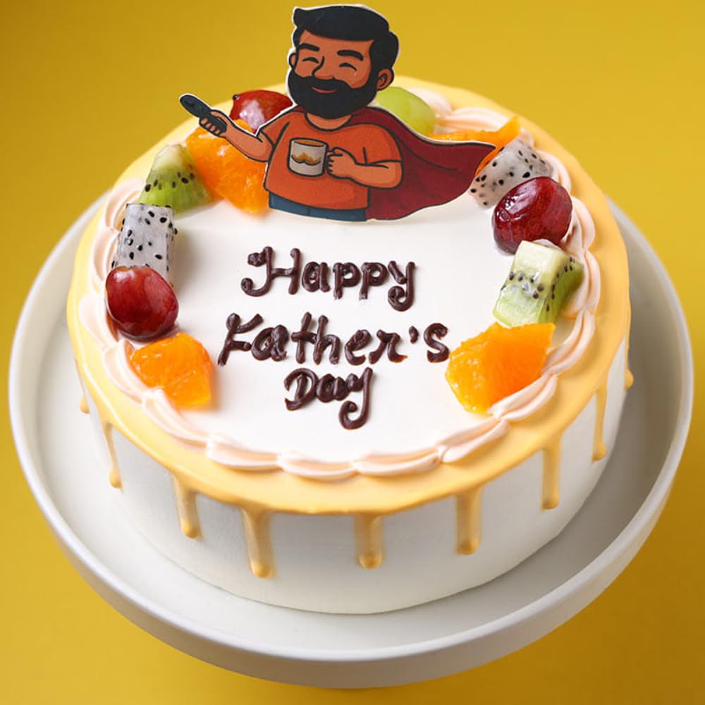 FlowerAura Delicious Fresh 2Kg Fruit Blast Butterscotch Eggless Cake For Birthday Gift & Fathers Day Cake For Dad | Father | Papa | Father-In-Law | Appa (Same Day Delivery)-picture-10