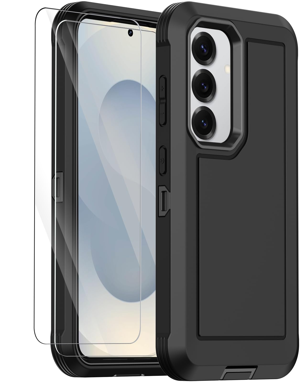 Annymall for Samsung Galaxy S25 Case with 2 Screen Protector,Shockproof Military Grade Drop Protection Multi-Layer Heavy Duty Durable Rugged Bumpers