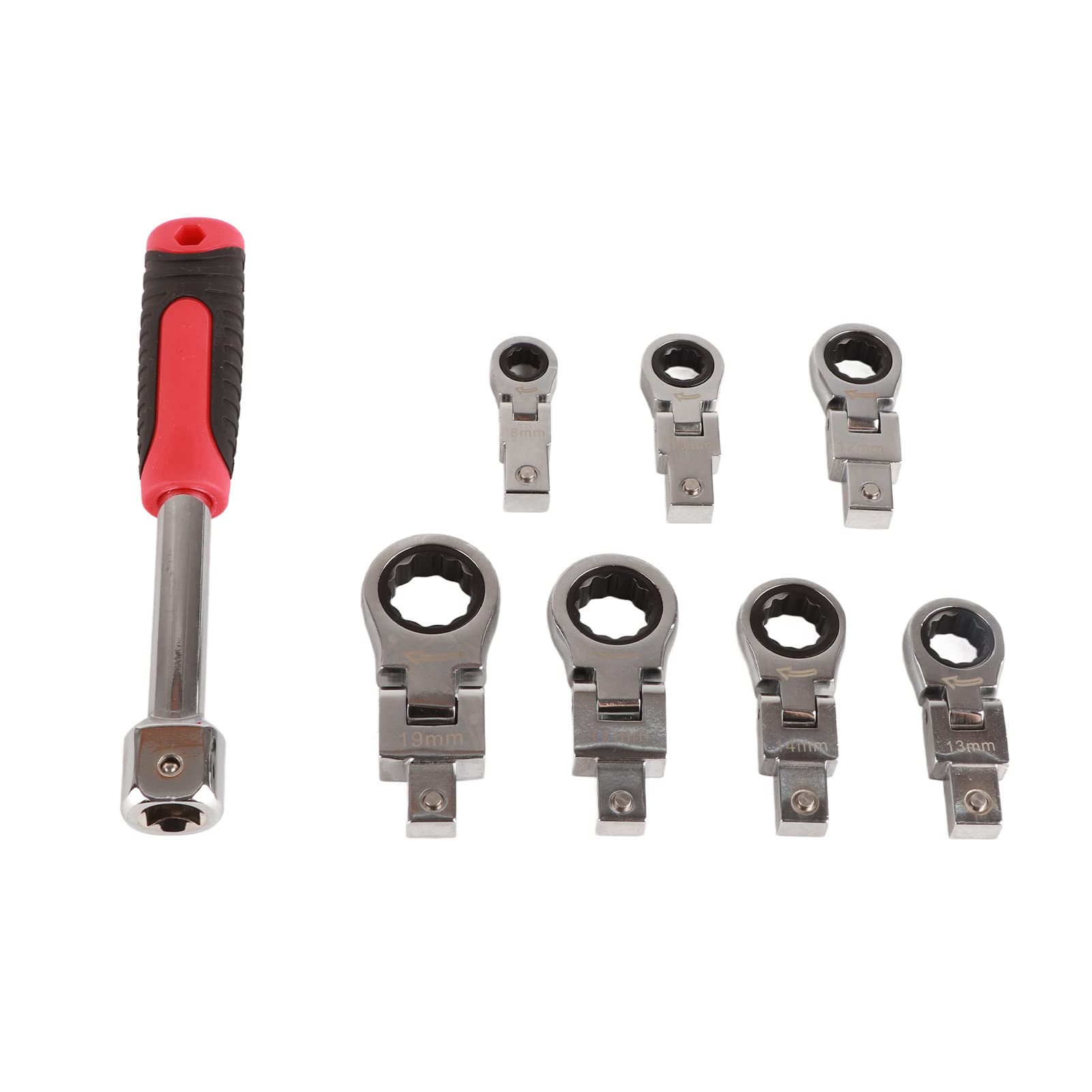 Jeu de clés à cliquet 8 pièces |Tête pivotante à 180° en acier allié chromé |Kit d'outils robuste pour la réparation automobile, l'entretien de la maison, l'assemblage de meubles