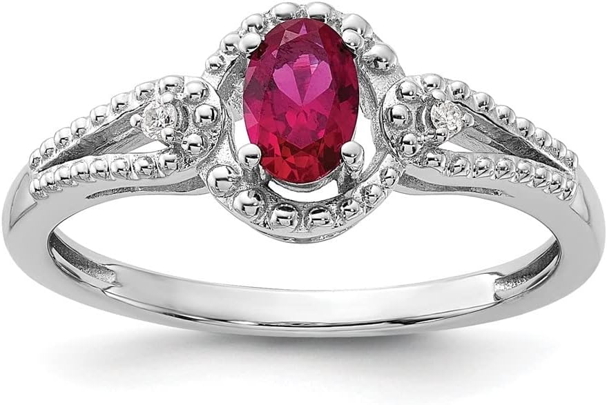 Diamond2Deal 0.49ct Oval Cut Ruby and Diamond Accent Engagement Ring