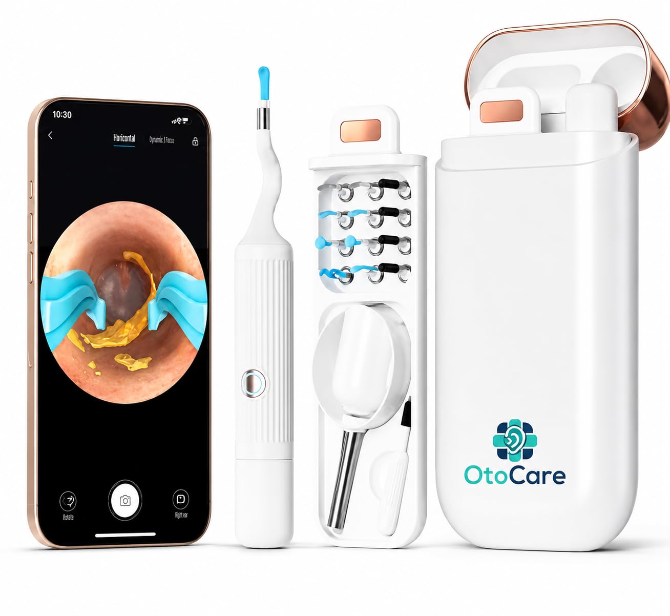 Flexibles Ohrenreinigungs-Set mit Aufsätzen – Silikon Ohrreiniger mit Pinzette, Löffel und hygienischem Reiseetui (White)