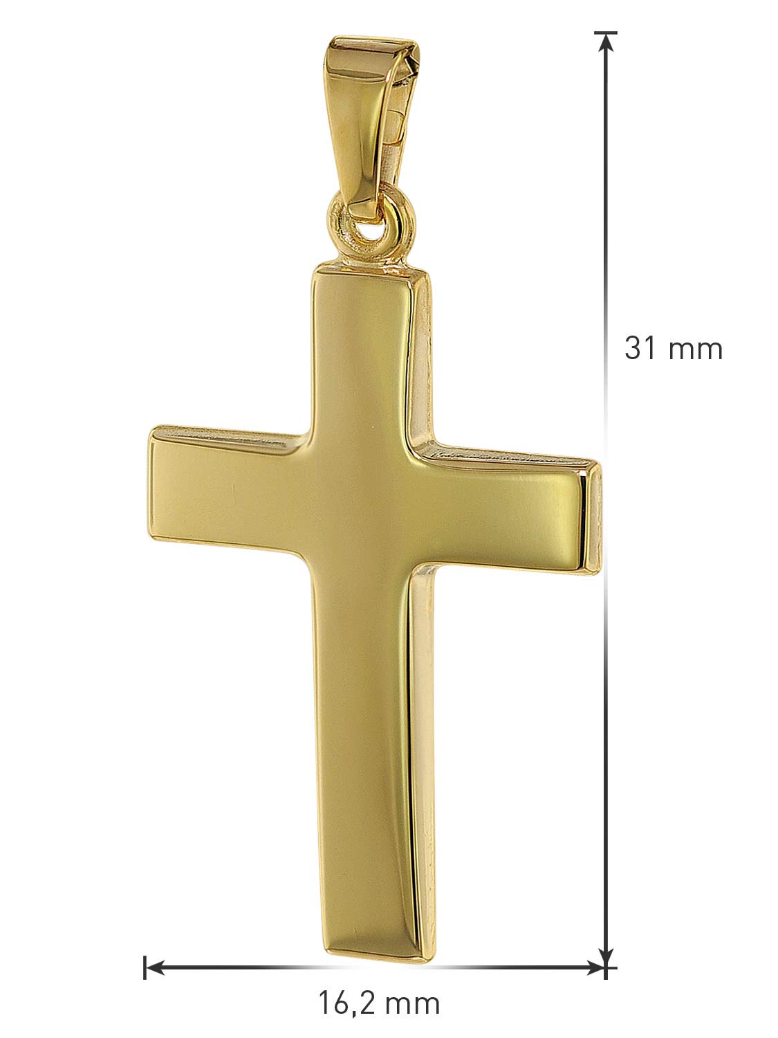 trendor Kreuz-Anhänger 24 mm Gold 333 (8 Kt.) mit plattierter Halskette | Schmuckstück für Damen und Herren, zeitloser Halsschmuck und edles Accessoire,