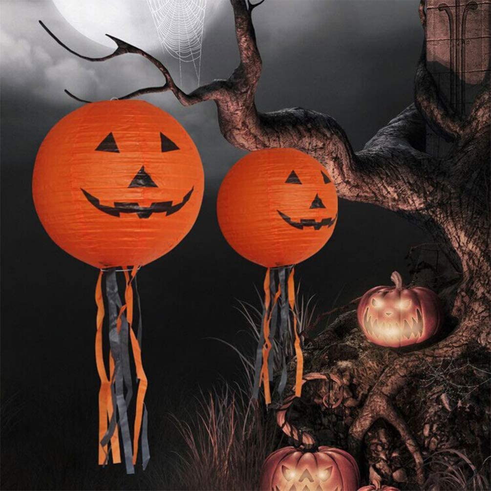 Latarnia na Halloween 5 sztuk Halloween Pumpkin Lantern Jack O Z Pomponem Papieru Dynia Wisząca Latarnia Światło Na Imprezę Dekoracja na Halloween