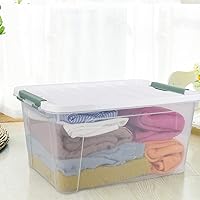 Vista 5 de Caja de almacenamiento de plástico, 35 cuartos de galón, paquete de 6, contenedores grandes de plástico transparente