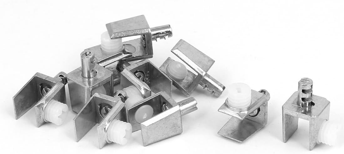 uxcell 4mm-8mm Thickness Adjustable Rectangle Glass Shelf Clamp Clip Support Bracket 10pcs