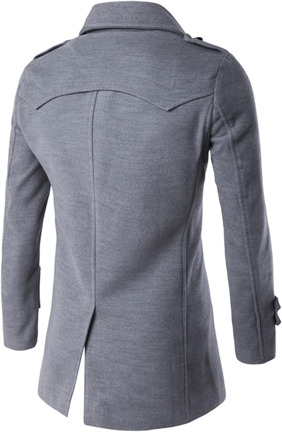 Lu's Chic Men's Double Breasted Coat Korean Trenchcoat Fashion Dress Jacket Slim Fit Business Casual