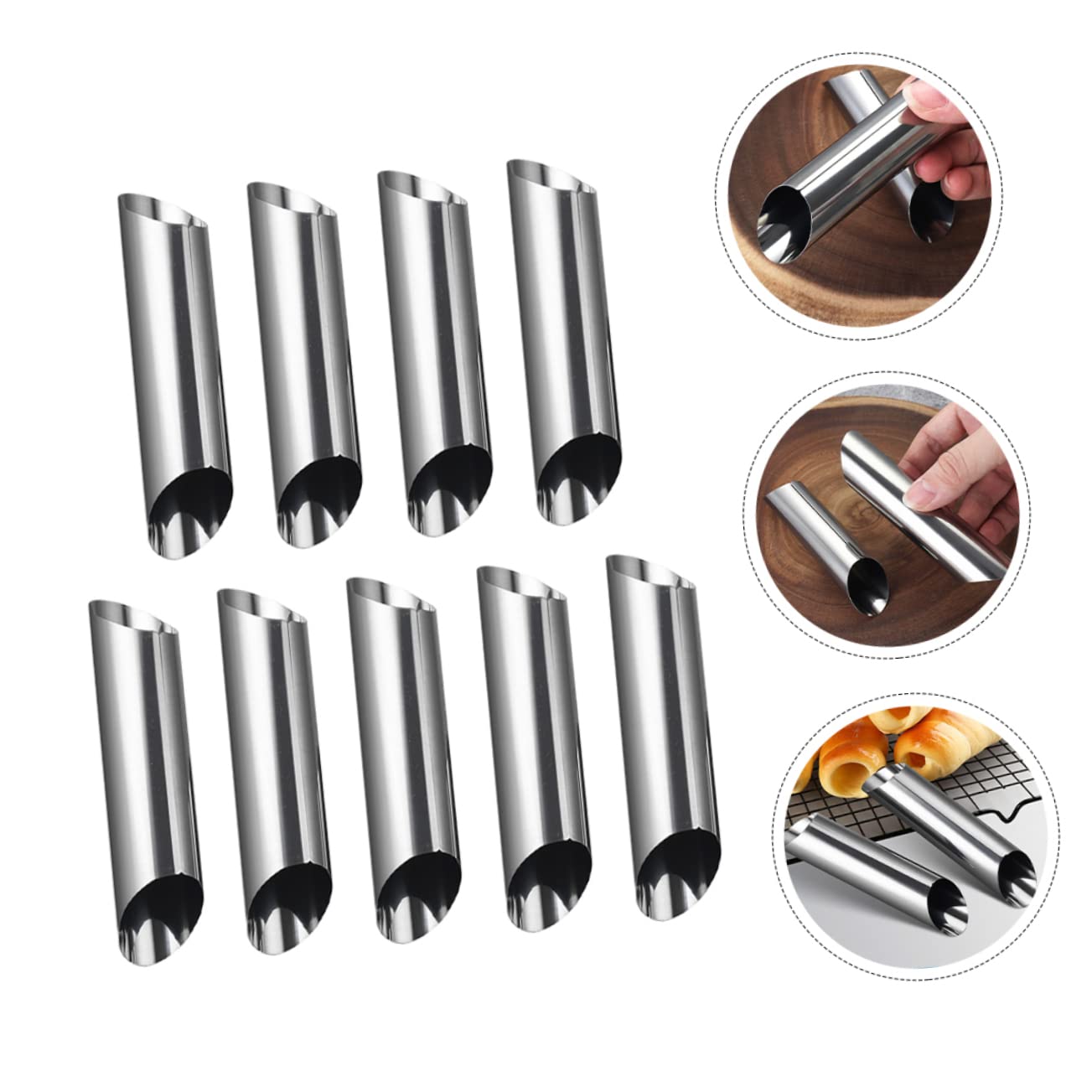 HAKIDZEL 9pcs Stainless Steel Cannoli Tube Baking Molds Non-stick Cream Horns Easy to Use Household Baking Accessories for Croissant and Pastry Making for Home Bakers and Dessert Shops