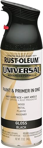 Rust-Oleum 245196 - Pintura en aerosol universal para todas las superficies, 12 onzas, negro brillante