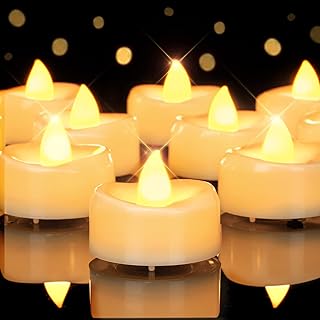 Flameless Candles, 50 Pack LED Tea Lights Candles Battery Operated, Last 200+ Hrs Flickering Tea Lights, Flameless Tealight Candles for Halloween Diwali Fall Christmas Wedding