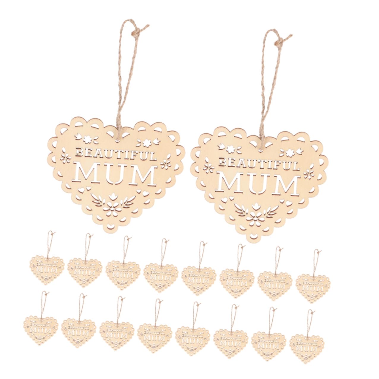 COHEALI 100 Pièces Décorations en Bois Brut Ajouré de Cœur, Lot de 20 Pendentifs en Bois Naturel, Ornement Artisanal pour Fête des Mères, Décoration Intérieure et Centres de Table, Présent
