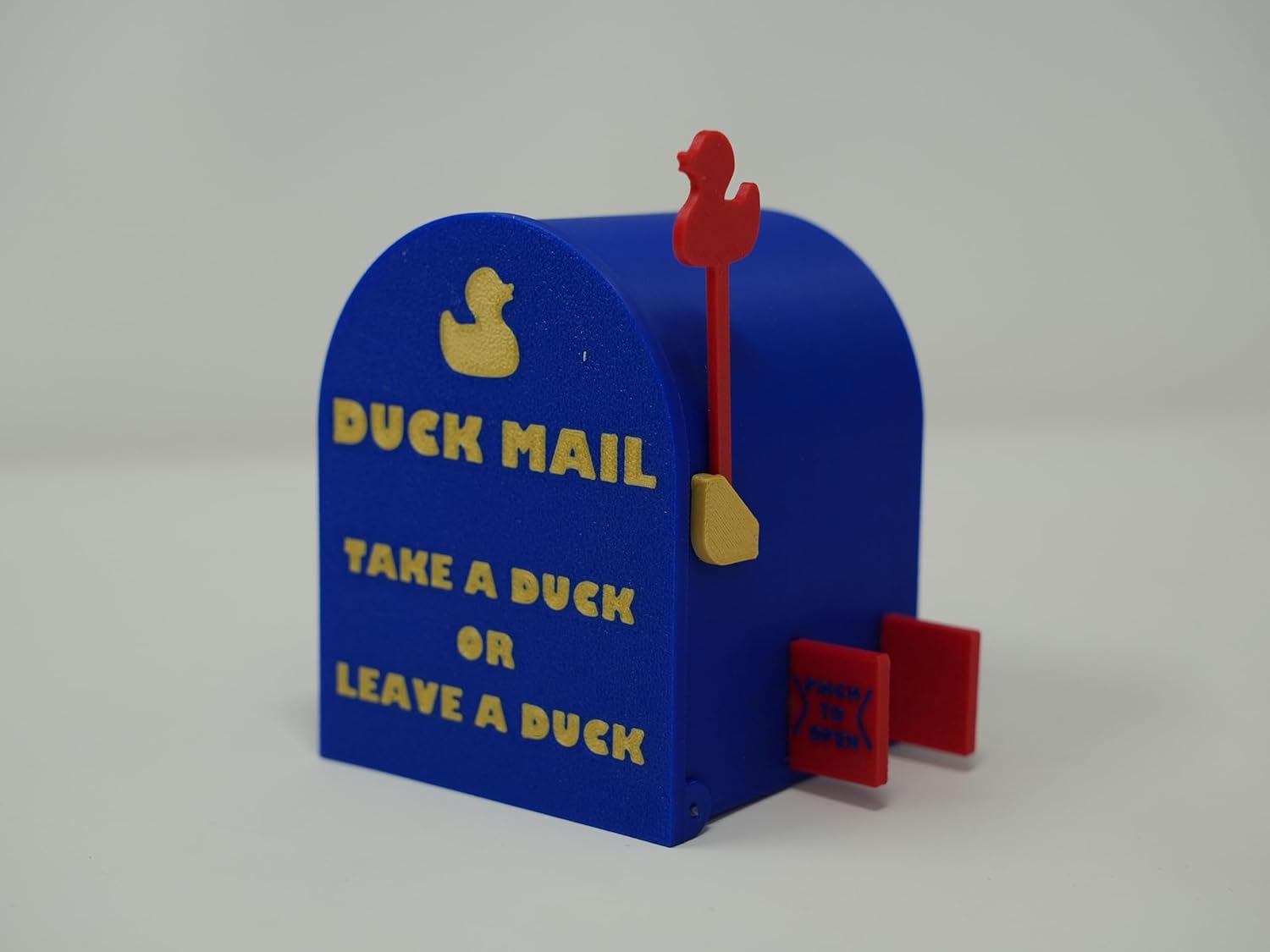 Duck Mail Magnetic Cruise Mailbox,3D Printed, Duck-Themed w/Pinch-to-Open/Self-Closing Latch and Duck Flag, Duck Mailbox for Cruise, Duck Exchange (Deep Sea Blue)