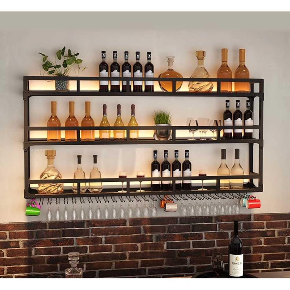 Support pour bouteilles de vin mural avec LED idéal pour une ambiance bar