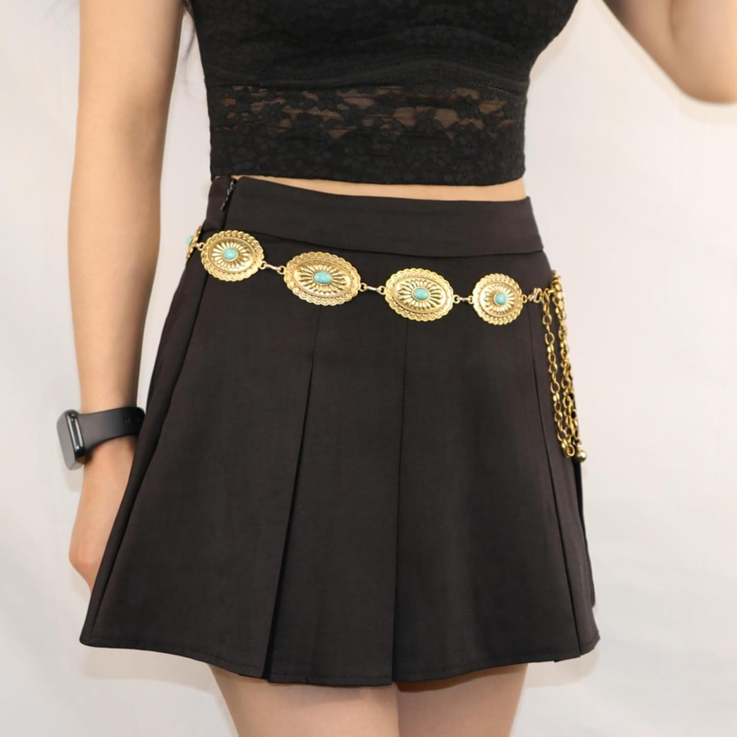 WCRAZYE Western Belt for Woman Vintage Cowgirl Earrings Belts Western Jewelry Set Country Concert Boho Outfit - Image 5