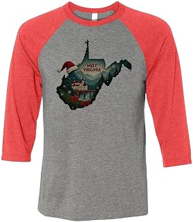 Christmas in West Virginia Three-Quarter Raglan Sleeve Baseball Shirt Unisex