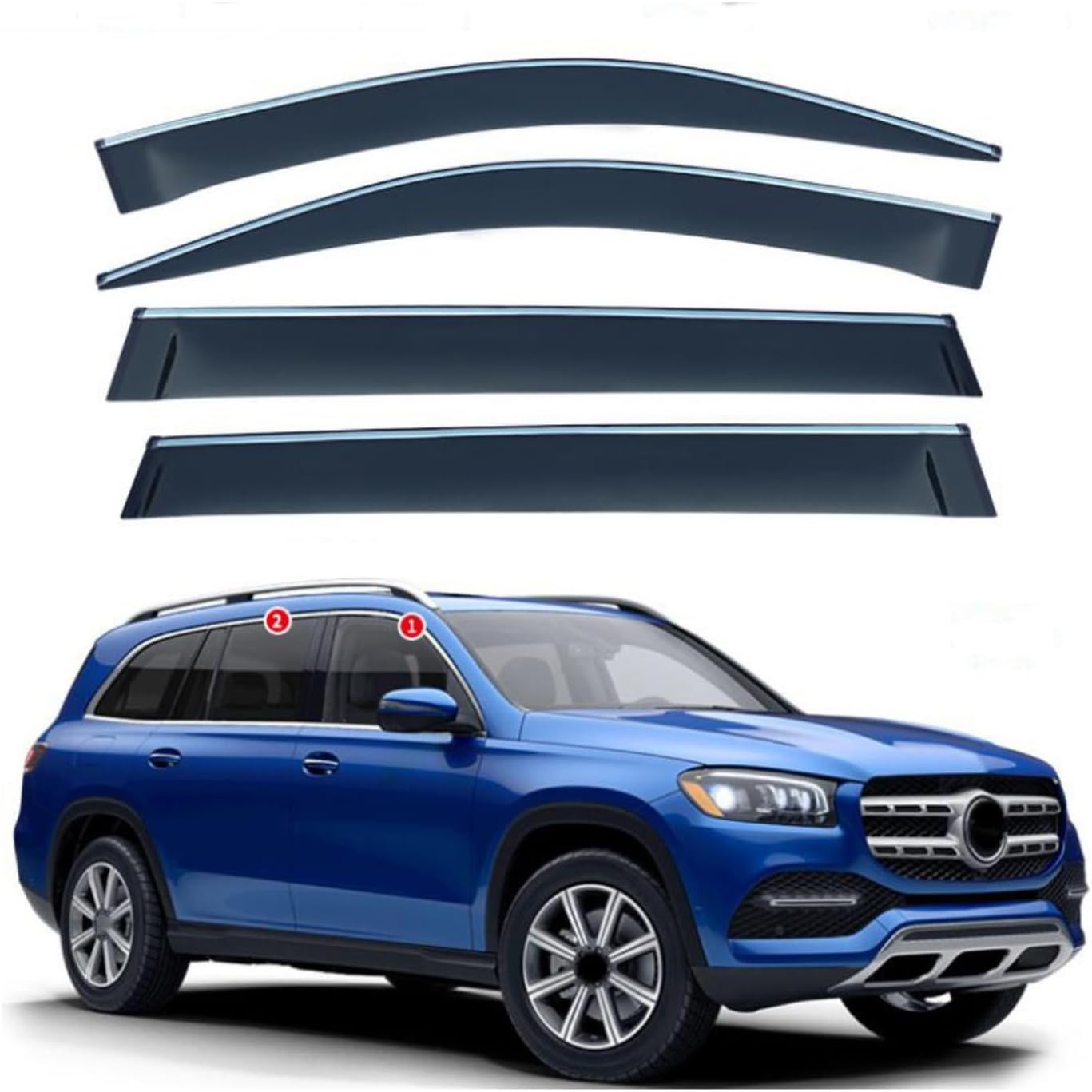 車用サイドバイザー ウィンドウバイザー レインガード ウィンドウレインカバー ディフレクター オーニングシールドガード 車のレインシ