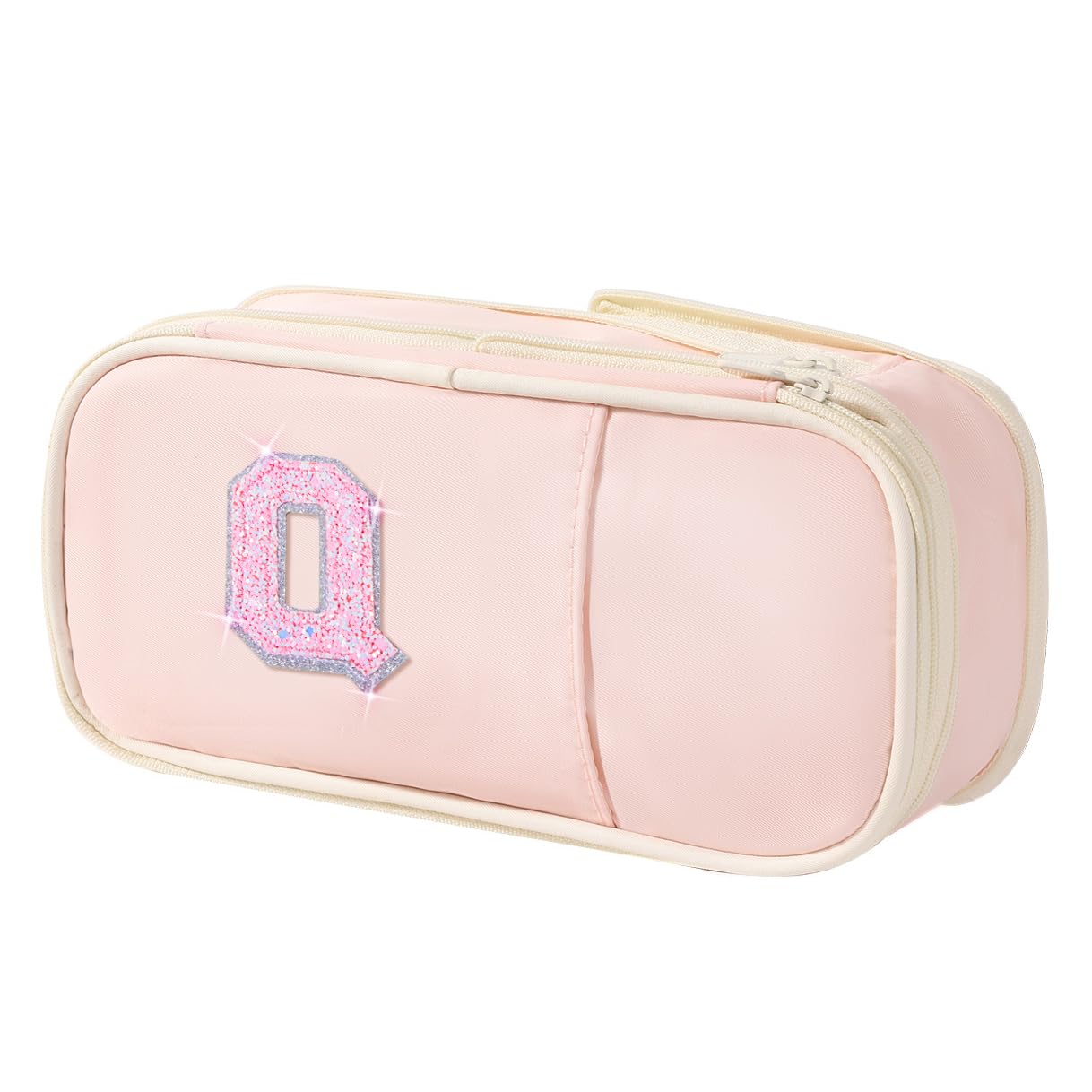 Janhavi Initial Large Capacity Premium Oxford Cute Aesthetic Pencil Case Pouch Bag Special School Supplies Colored Stationery Organizer Gifts for Girls, Women, Adults