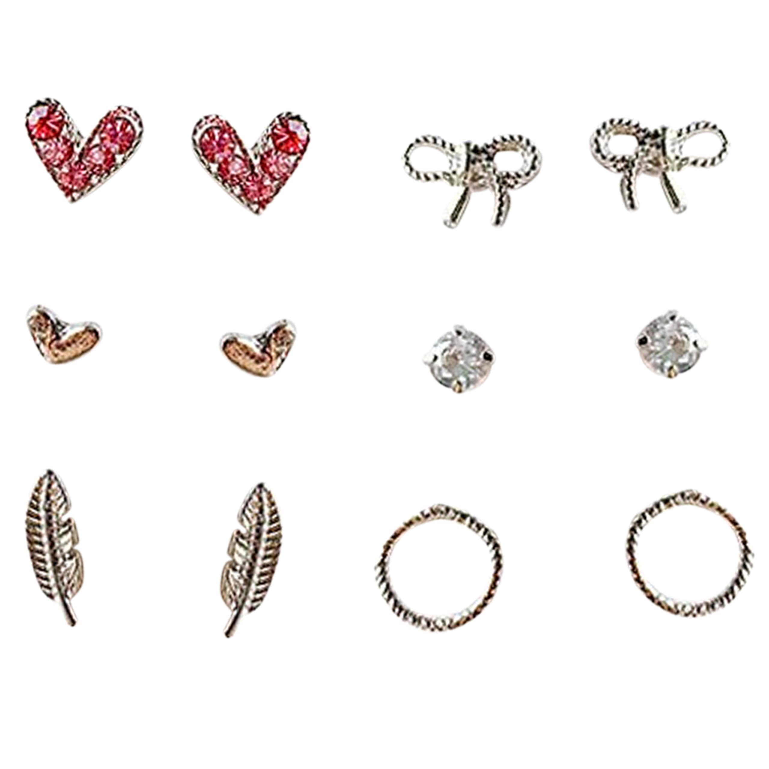 Fashion Frill Earrings For Women CZ Heart Silver Stud Earrings For Women Girls Elegant Pair of Earrings Set Womens Jewellery (B0CMM8C4X7) Amazon Price History, Amazon Price Tracker