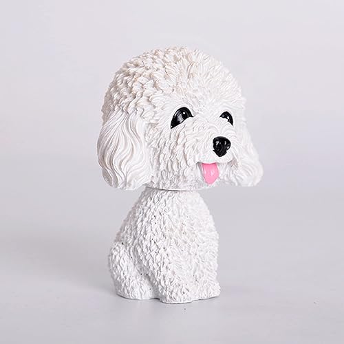 Miniatura 4 de IBWell Mini Perro con Cabeza Oscilante para Decoración del Tablero del Automóvil, Juguete de Peluche de Perrito con Pestaña Adhesiva (Caniche)