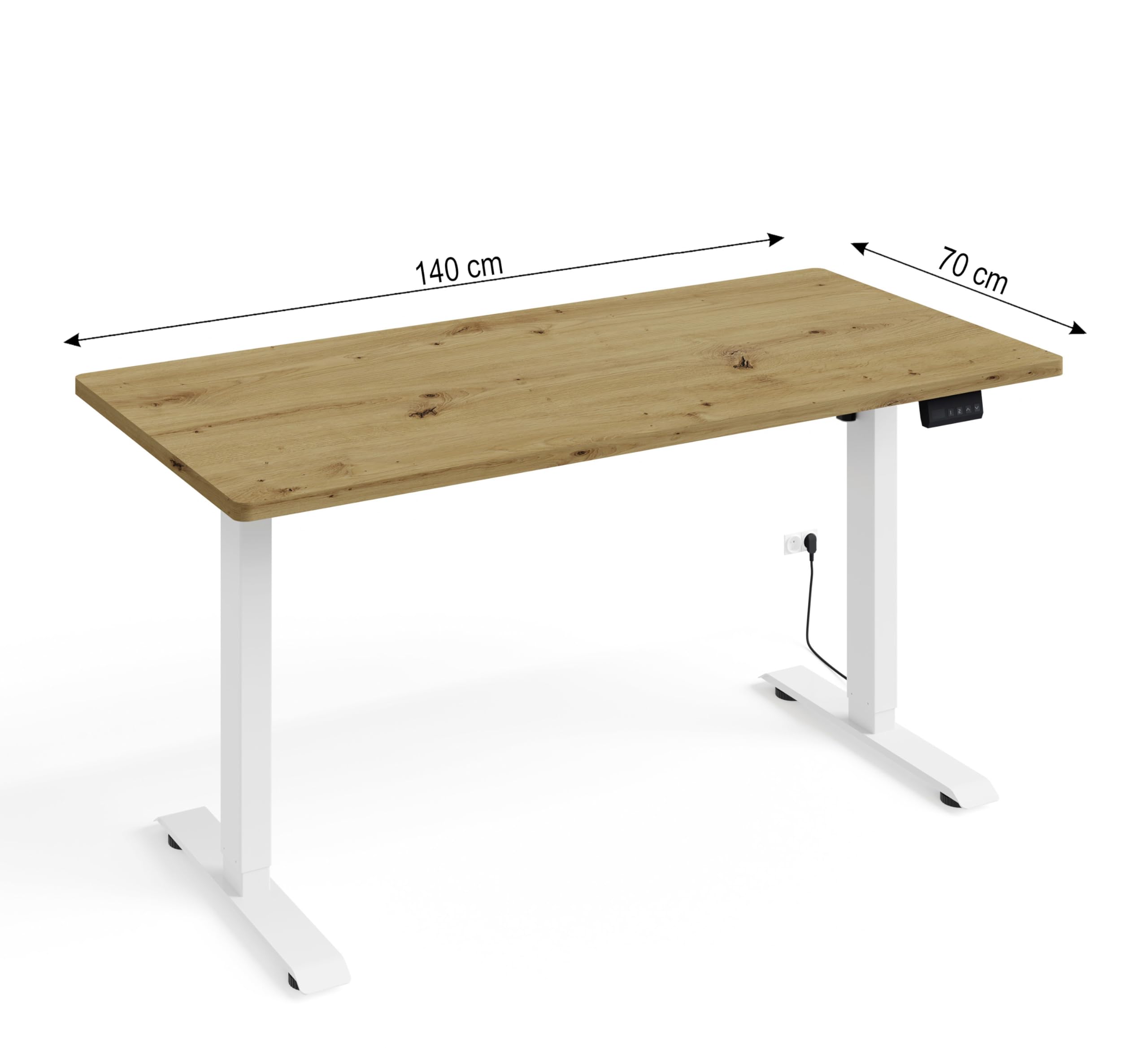 Homlando Elektrisch Schreibtisch, Bürotisch mit Automatikfahrt, Höhenverstellbar mit Höhenverstellung, Steh-Sitz Schreibtisch Home OfficeBIMotion 1S 140x70x3,2 cm Eiche Artisan/Weiß Gestell
