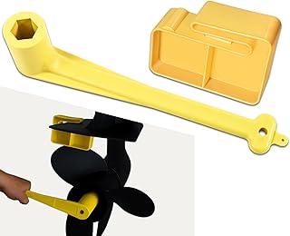 For Marine Boat Prop 1-1/16" Polymer Propeller Wrench 91-859046Q4 & PMPS-1-DP Prop Stop Block - Works for Mercury Mercruiser Alpha, Fits all Outboard & Stern Drive Applications, (Light-Weight, Yellow)