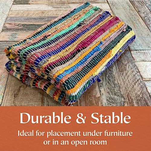 Second Nature Online - SHANTI Mehrfarbiger Teppich | Handgewebt | Umweltfreundlich: 100% recycelter Stoff | Ethisch unbedenklich | Flachgewebe (240 cm x 240 cm)