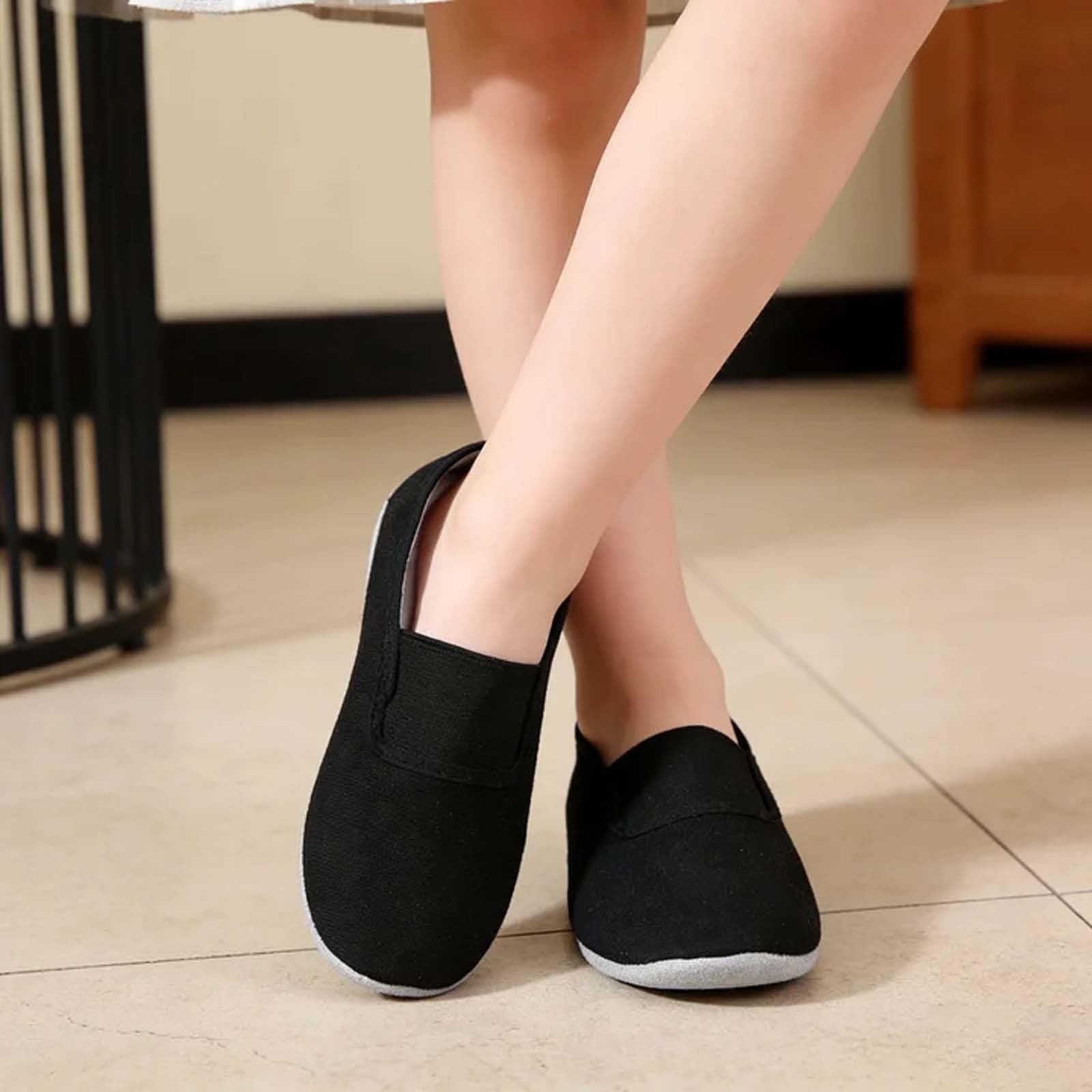 Générique Chaussures De Ballet Pour Enfants Chaussons Gymnastique Antidérapants Avec Toile Lin Semelle Sandales Avec Col élastique Légères Respirantes De Danse Et Fitness (4-12 Ans)