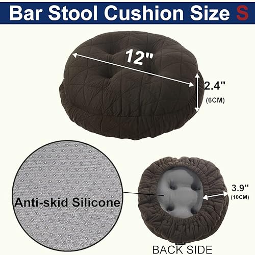 Miniatura 3 de BUYUE Dia.12 Cojín de asiento para taburete de bar redondo, diseño jacquard de lujo a la moda con cojín de silicona antideslizante para taburete de