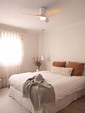 CREATE / WINDCALM /ABS Ceiling Fan with Light, White, Light Wood-Effect Blades, and Remote Control / 40W, Quiet, Ø132 cm, 6 Speeds, 3 Light Settings, Timer, Summer-Winter Function - 2