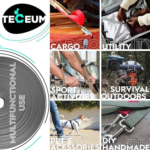 Image of TECEUM 3 /4 inch & 5 /8 inch & 1 inch & 1.5 inch & 2 inch Webbing - 10 25 50 Yards - 40+ Colors - Heavy Duty 1 Inch 1.5 Inch 2 Inch Backpack Straps - Webbing for Outdoors Indoors Crafting DIY