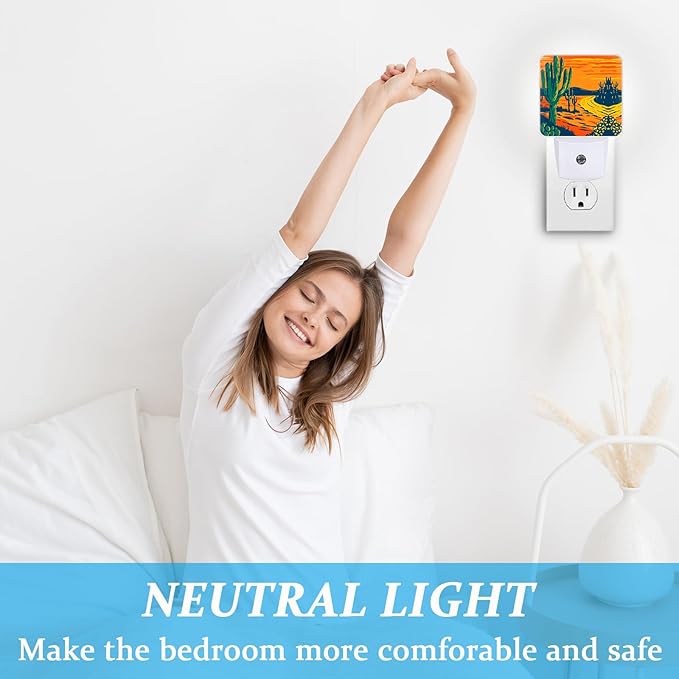 SLHFDKL Cactus Night Light, Plug-into Wall Desert Plant Nightlight Lamp with Dusk to Dawn Sensor, Led Lamp 0.5W Energy Efficient for Boys Girls Adults Home Decor photo 3