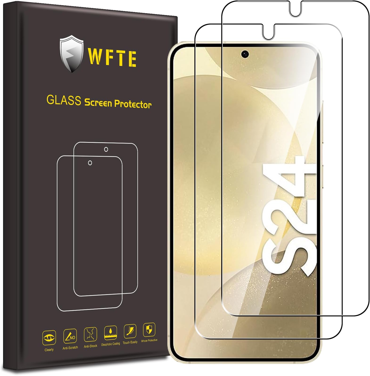 WFTE [2-Pack] Screen Protector for Samsung Galaxy S24 5G/S25 5G,Anti-Scratch,High Transparency,Anti-fingerprint,Bubble-Free,Dust-Free Premium Screen Protector Tempered Glass For Samsung S24 5G