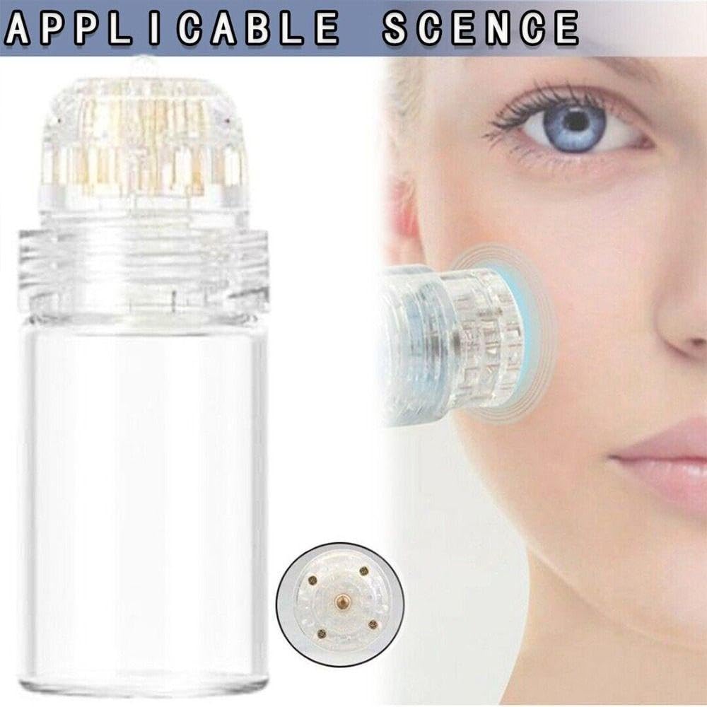 Derma Stamp Hydra Système de micro-pointes avec 2 têtes en titane doré, configurations de profondeur de 0,25 mm, applicateur réutilisable pour le rajeunissement de la peau