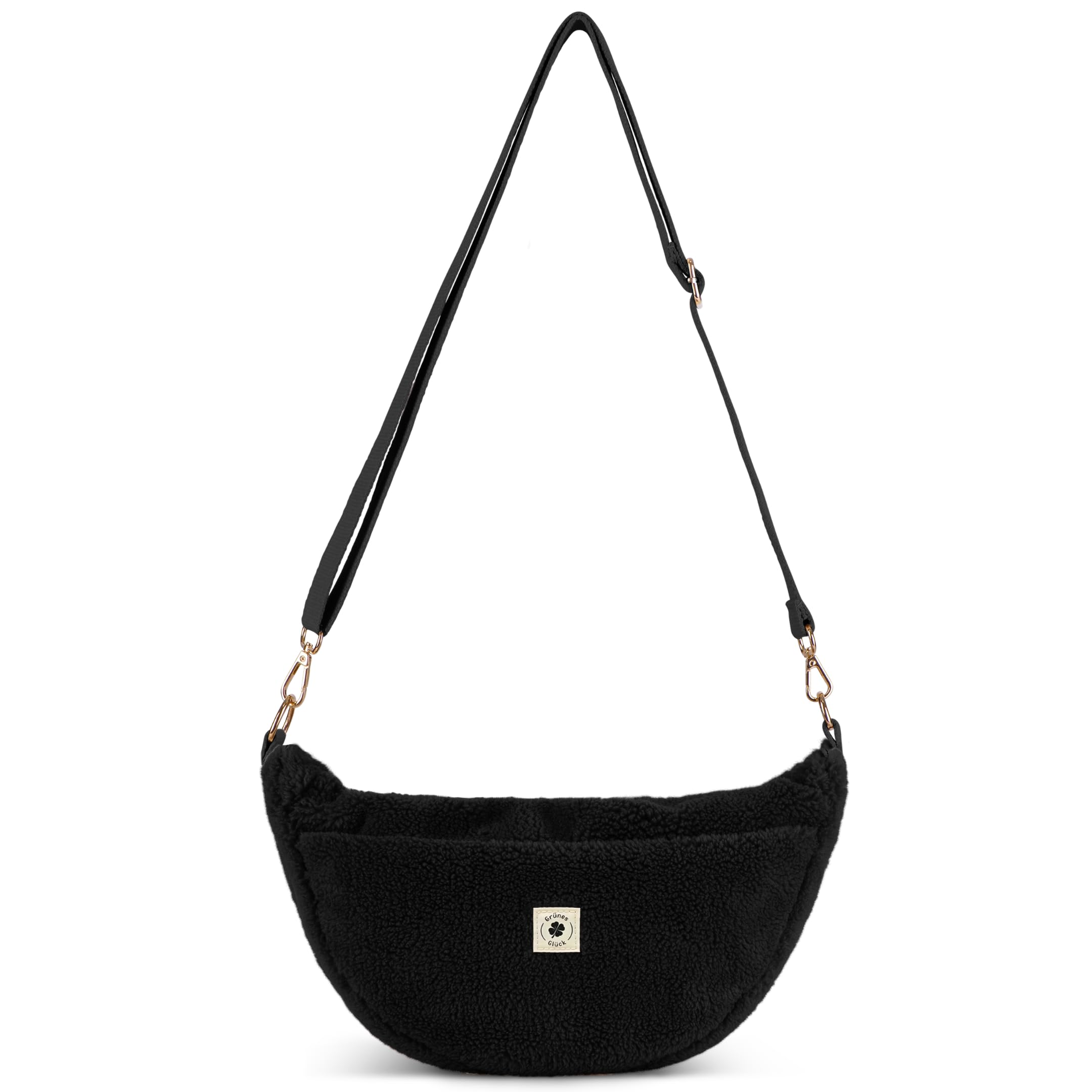 Grünes Glück Teddy Moon Bag Damen mit Innen & Außentasche | Perfekt als Crossbody Bag mit verstellbarem Gurt | Teddy Tasche Damen auch als Kinderwagen Organizer geeignet