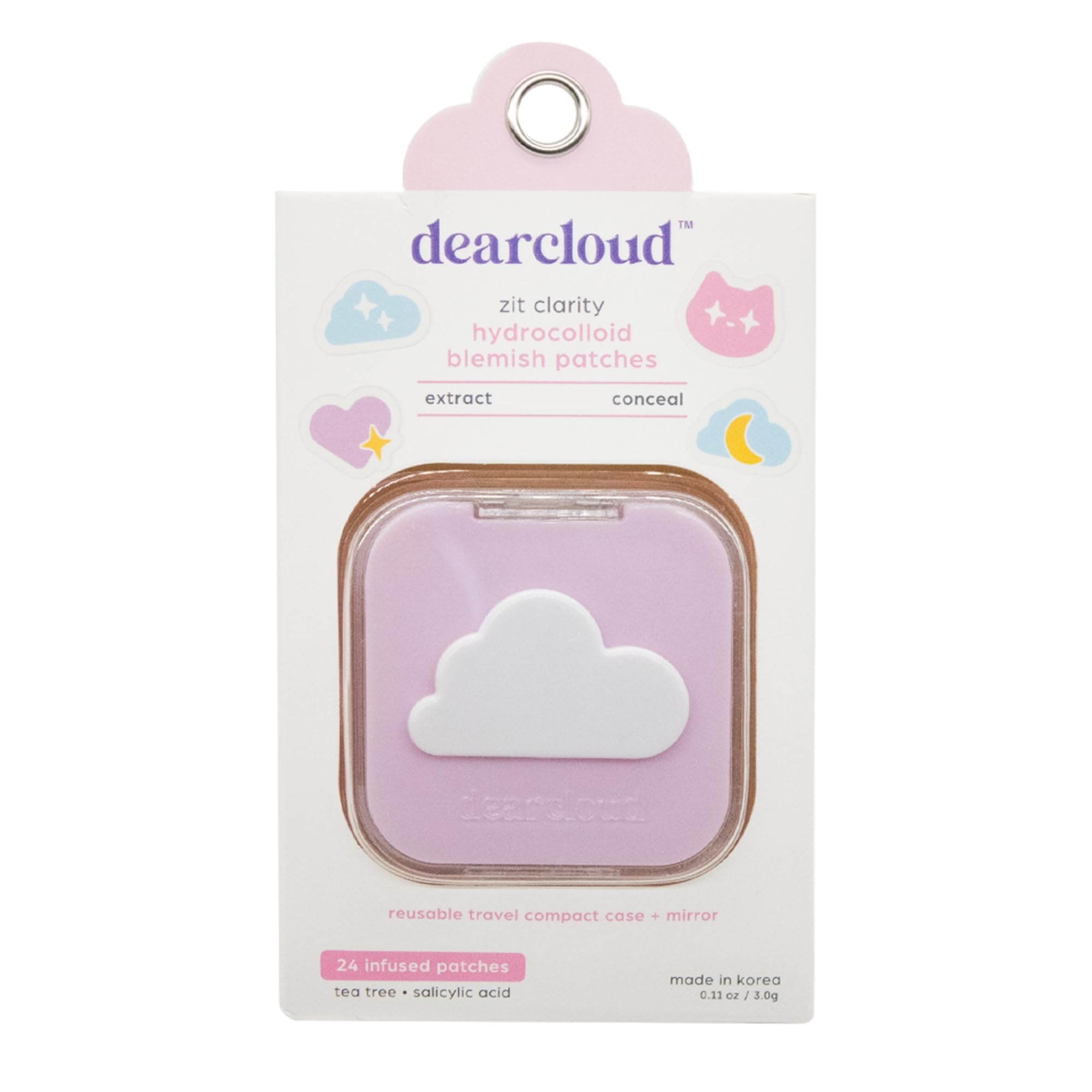 dearcloud Hydrocolloid Blemish Patches, Pimple Patches for Face, Acne Spot Treatment With Niacinamide & Salicylic Acid - Zit Clarity (24 Count + Compact Case)