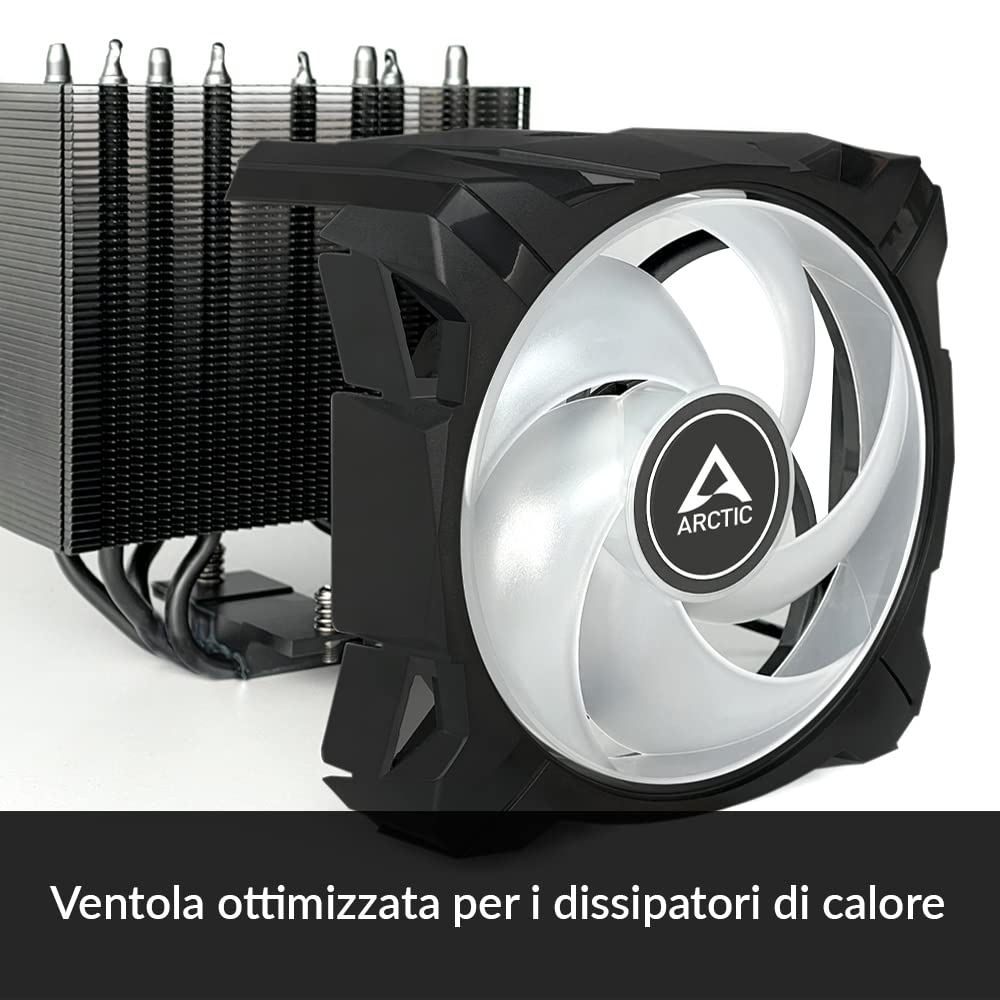 ARCTIC Freezer i35 RGB - Dissipatore CPU a Torre Singola con RGB per Intel, Ventola P da 120 mm ottimizzata per la pressione, 200-1700 RPM, 4 Heatpipes, Pasta Termica MX-5 inclusa - Nero
