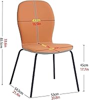 Vista 2 de Kitchen Dining Chairs Set of 2/4, Room Chairs with Metal Legs,Heavy Duty Leather Dining Room Chairs for Home Office, Bedroom,Living Room(Orange and