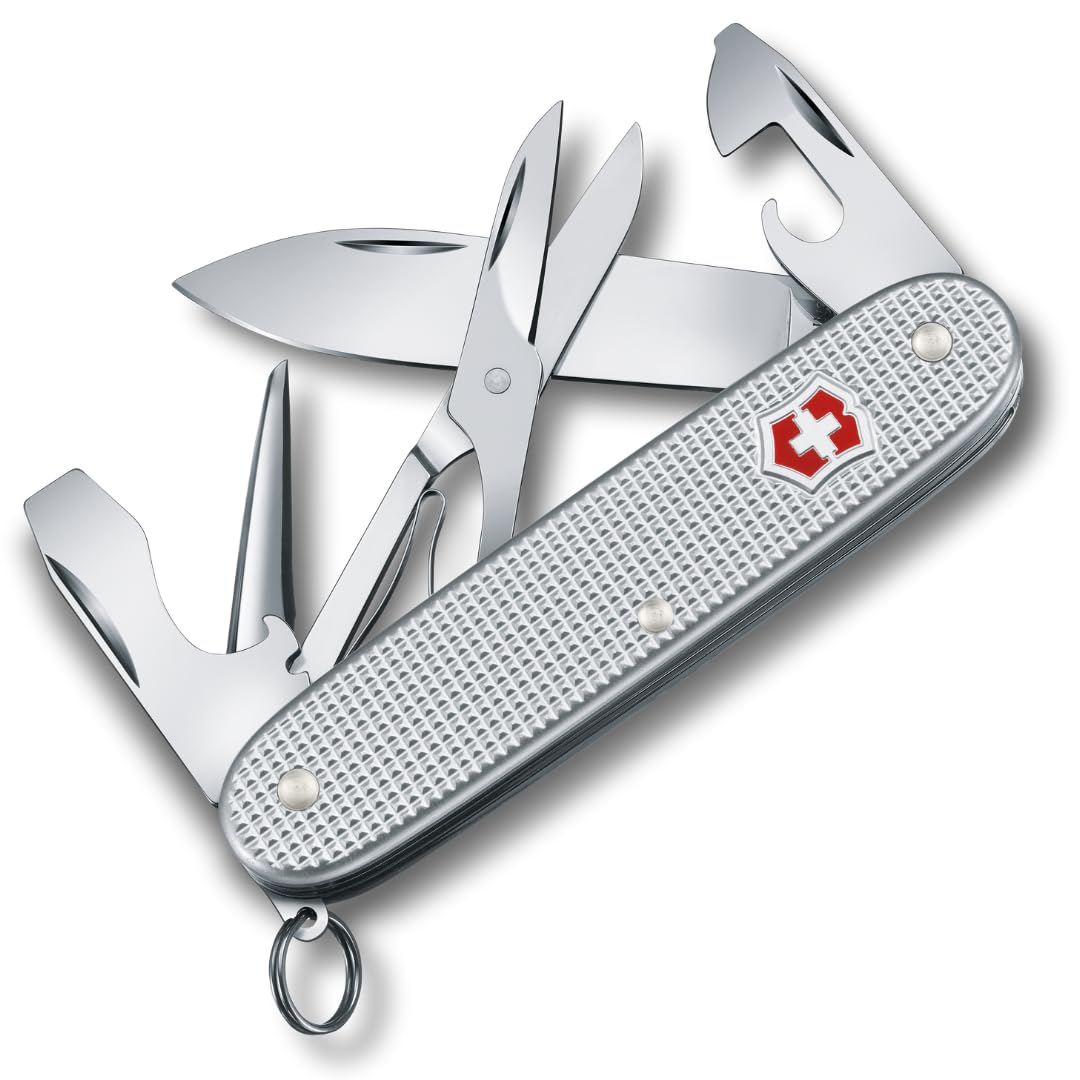 VictorinoxPioneer X Alox Swiss Army Knife, Medium, Multi Tool, 9 Functions, Blade, Can Opener, Silver