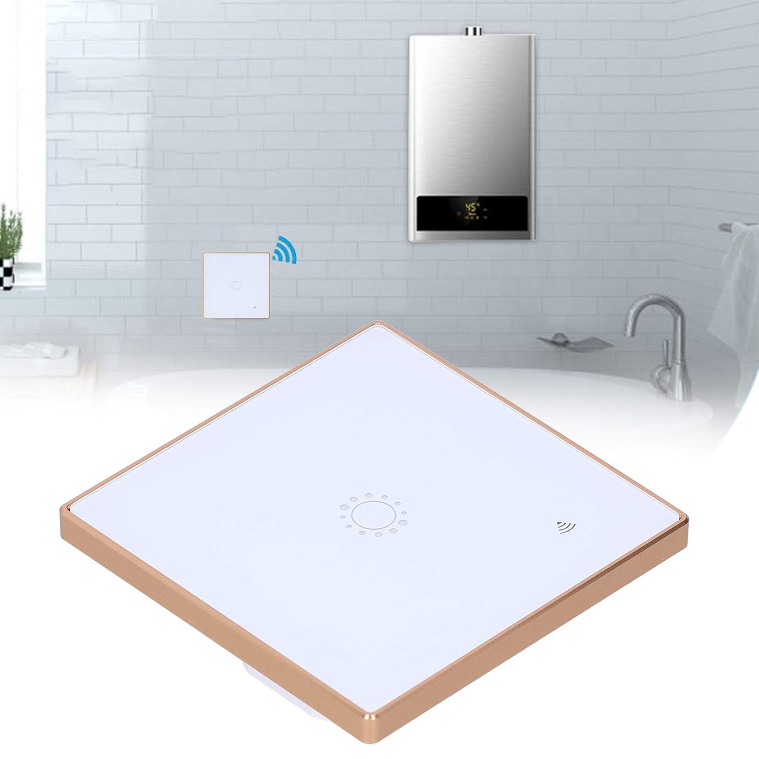 White Smart Touch Switch with WiFi Wireless Remote Control Function, 10A Rated Current and 2200W Maximum Load, Compatible with Google Home, IFTTT Roqi, and Siri