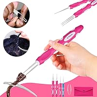 Vista 5 de Yarniss Ganchos de ganchillo para rastas con mango ergonómico, herramienta de bloqueo de cabello trenzado, 3 agujas de ganchillo de rastas de 0.030