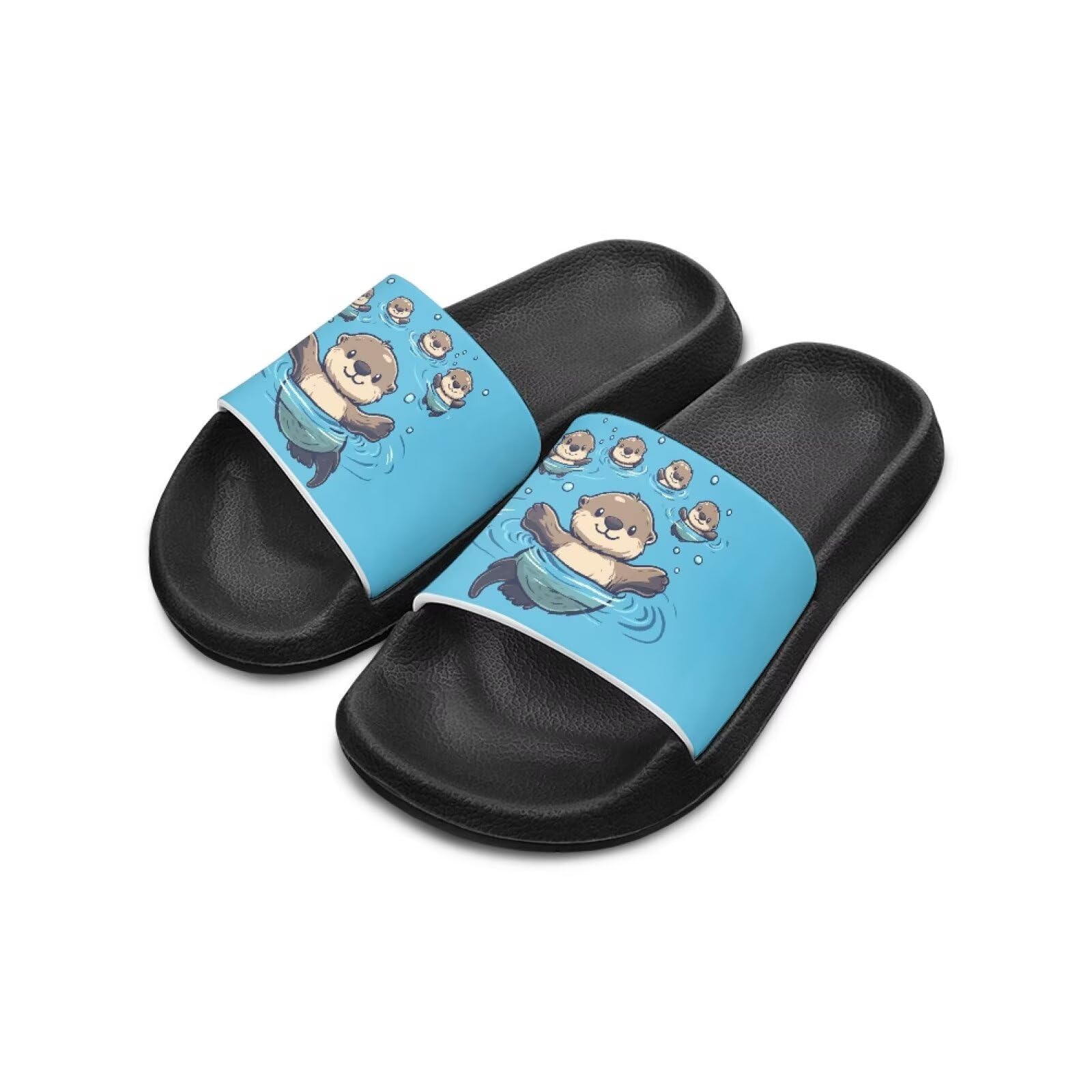 Fuojuvelie Kids Slides Boys Size 5 Quick-Dry Cartoon Otter Girls Sandals Anti-Slip Waterproof Boys Rubber Slides for Indoor Bathroom