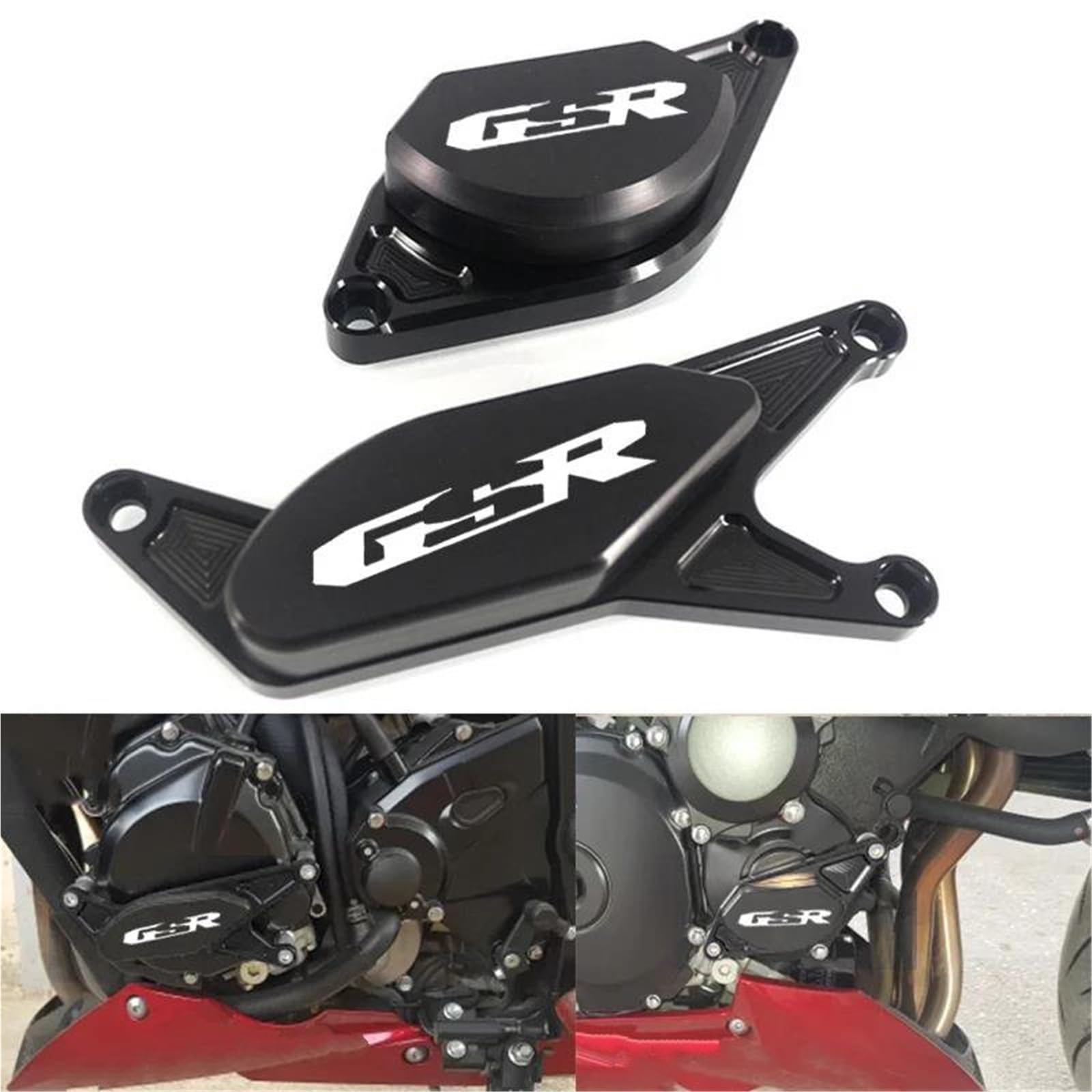 Curseurs Cadre Protection De Cadre De Moto, Protection De Carter De Stator Moteur pour Suzuki GSR 750, GSR 750, GSR-750, GSR 400/600 Protection Anti-Chute(Argent)